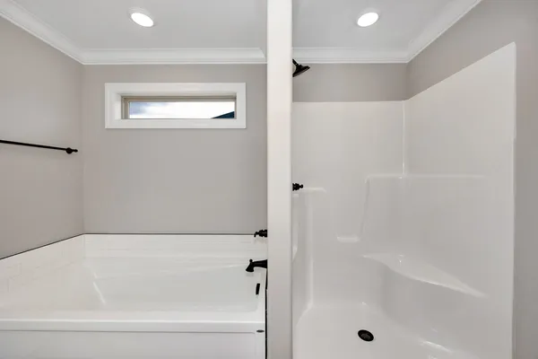 a bathroom with a bathtub