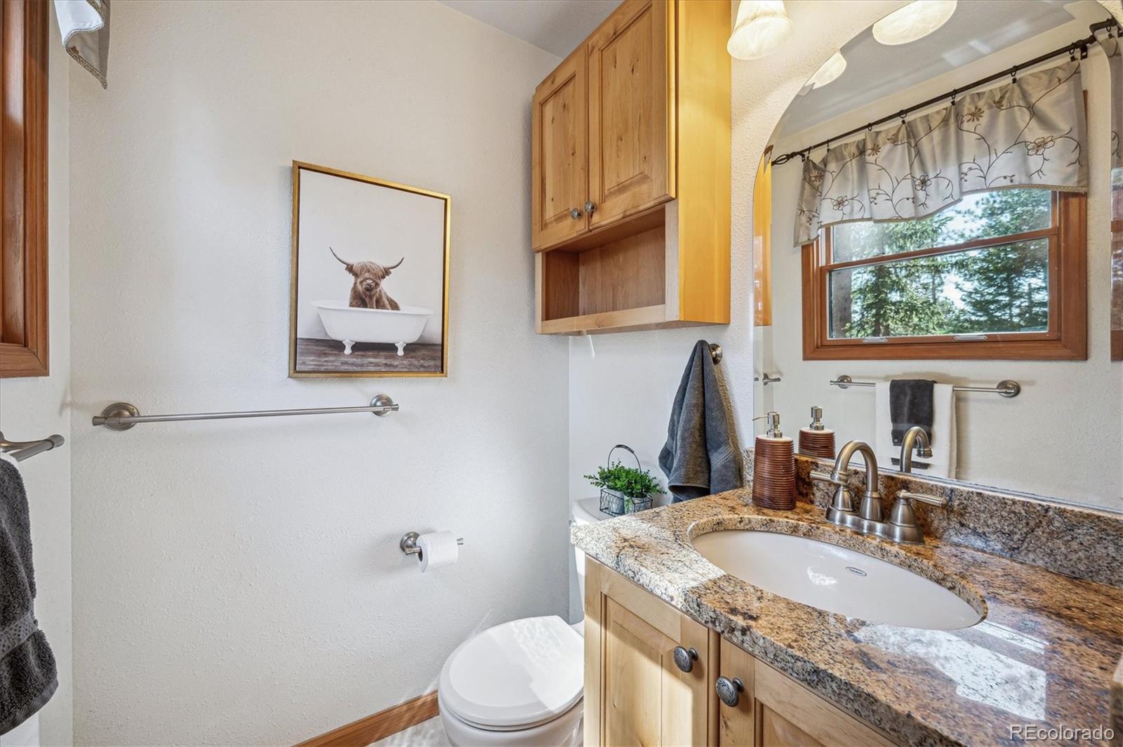 20025 Flint Lane Morrison, CO 80465 - Photo 16 of 35 a bathroom with a granite countertop bathtub sink vanity mirror and toilet