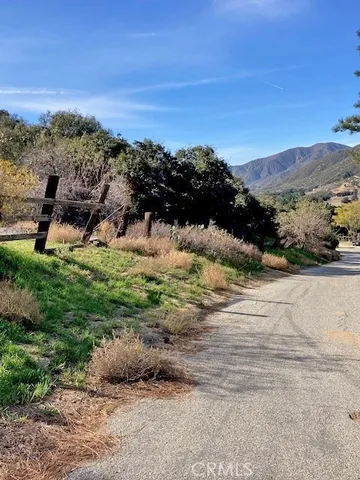 a view of a yard with a mountain