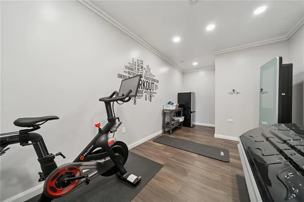 a view of a room with gym equipment