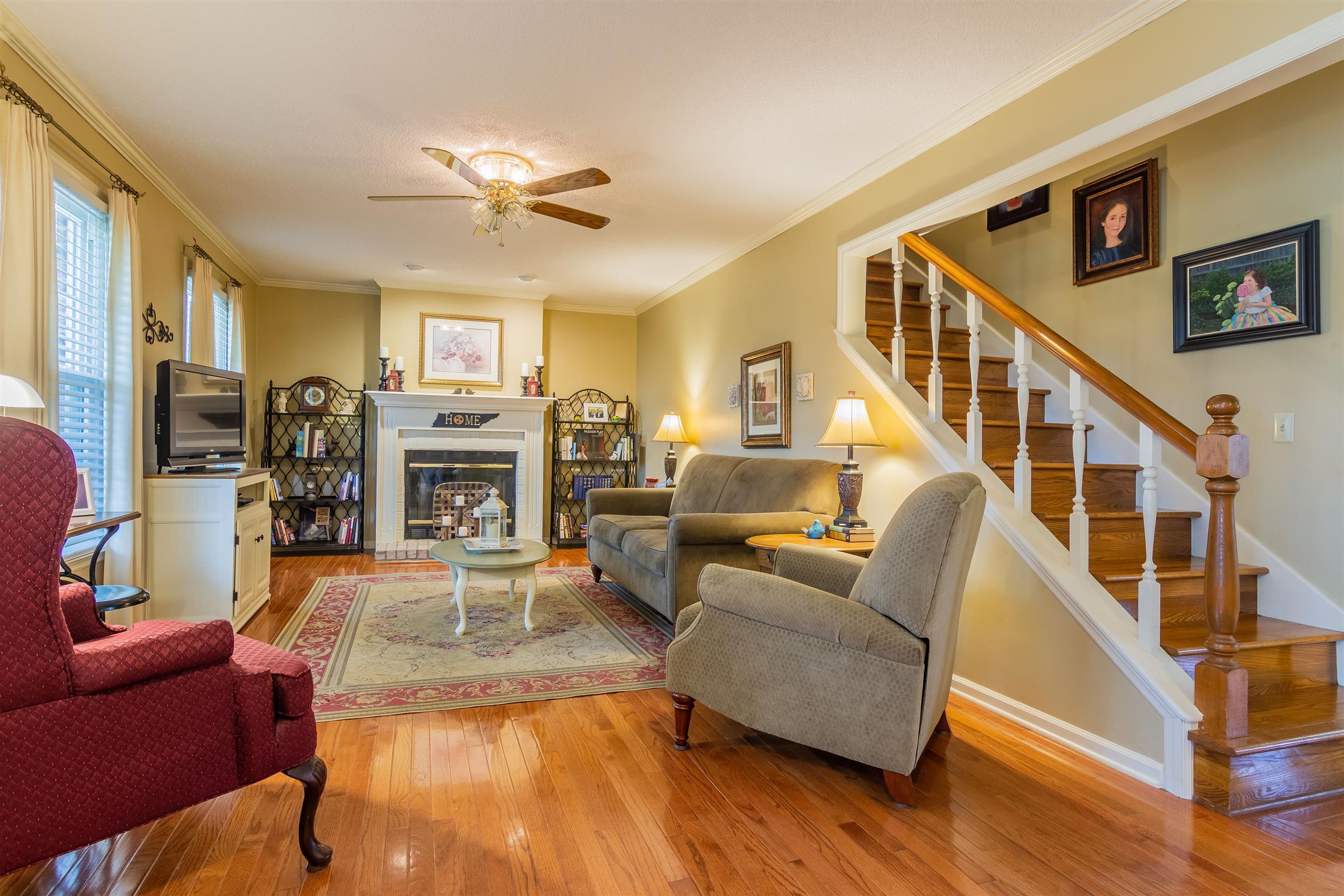 2842 Sulphur Springs Road Murfreesboro, TN 37129 - Photo 5 of 28 Living room with hardwood floors and wood burning fireplace