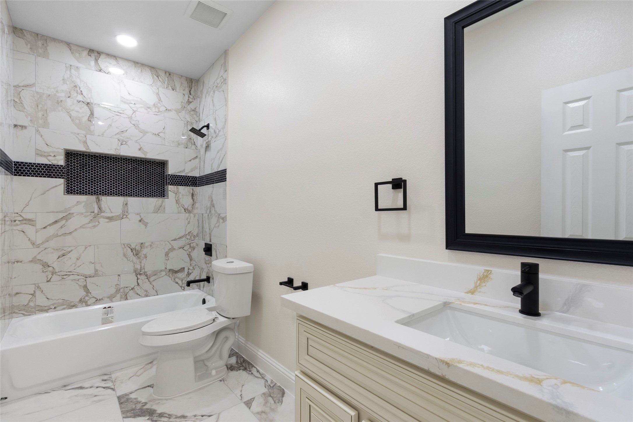 155 County Road 3372 Cleveland, TX 77327 - Photo 29 of 36 a bathroom with a granite countertop sink toilet and shower
