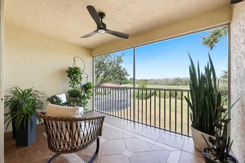 a balcony with furniture