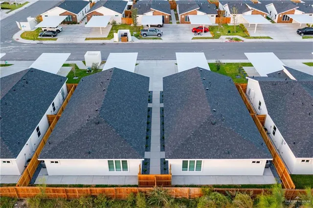 an aerial view of a house