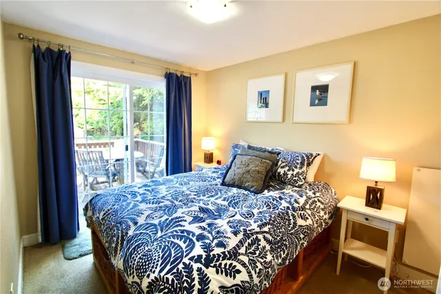 a garden view with a seating space