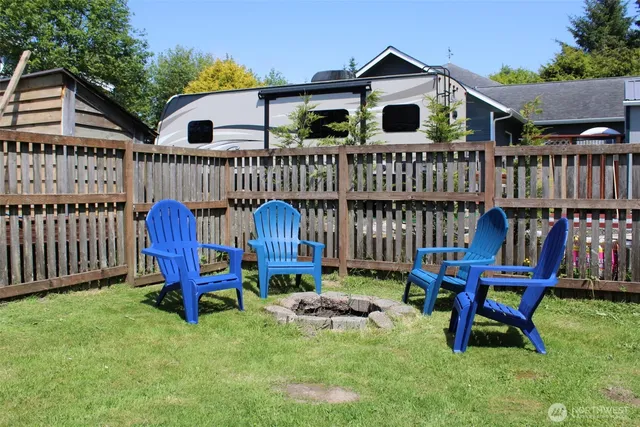 a backyard of a house with lots of green space
