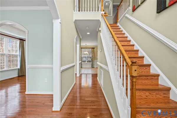 wooden floor and an entryway