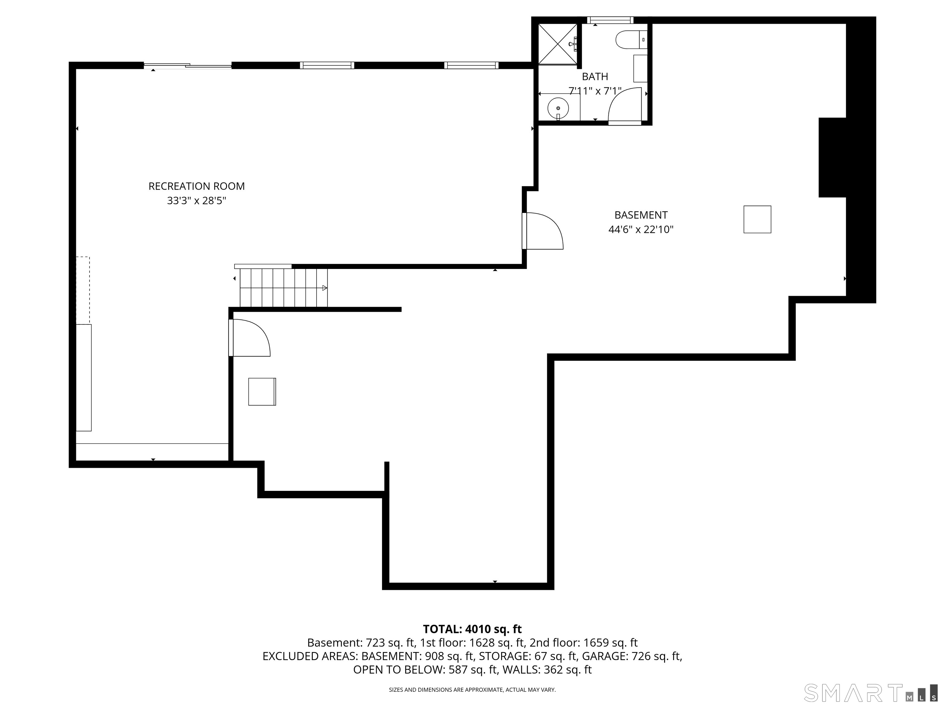 201 Grey Rock Road Southbury, CT 06488 - Photo 40 of 40 Lower Level of home Floorplan with Room Dimensions