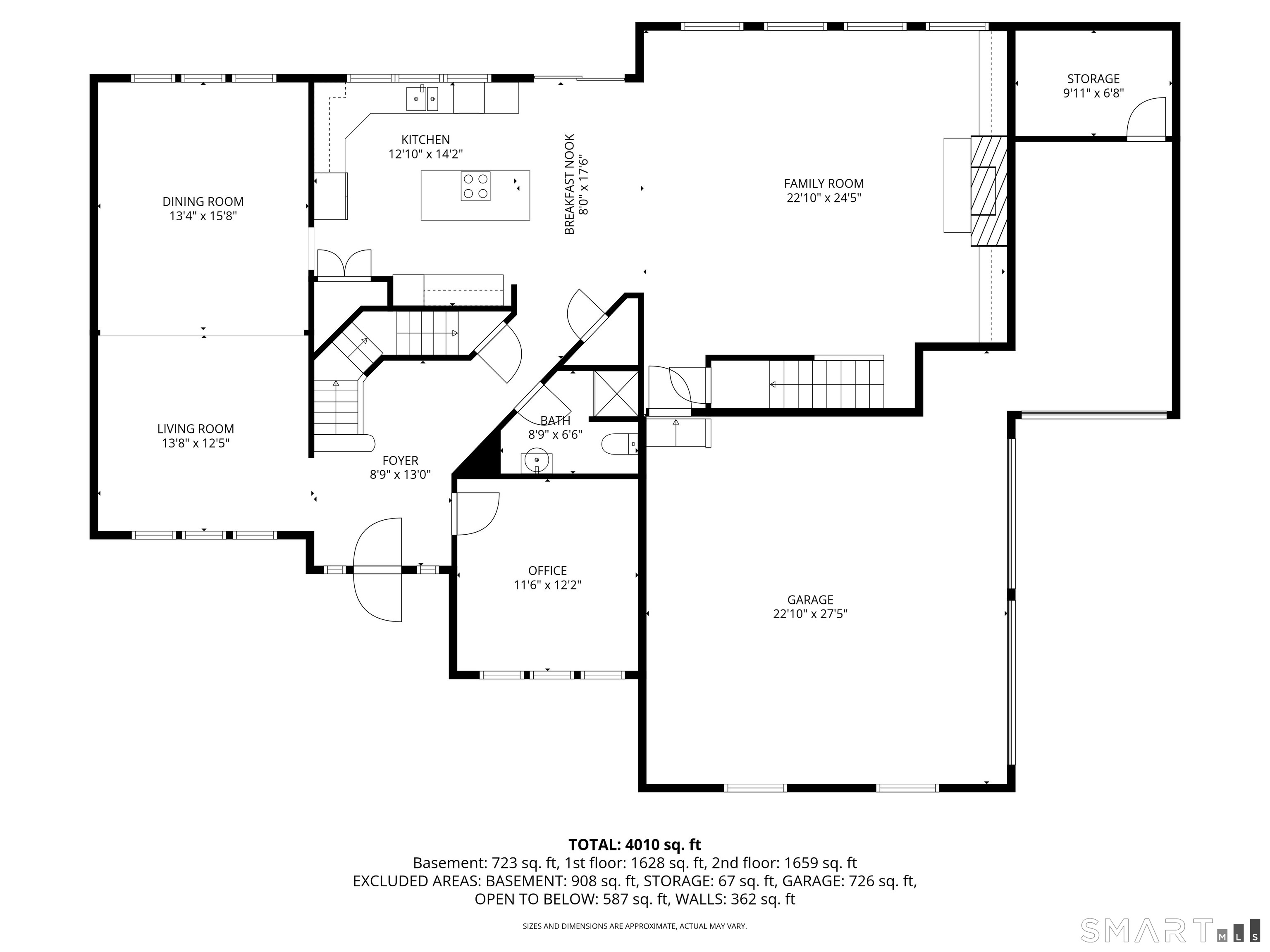 201 Grey Rock Road Southbury, CT 06488 - Photo 38 of 40 Main level of home floorplan with dimensions