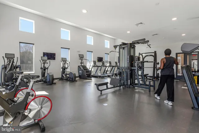 a view of a room with gym equipment