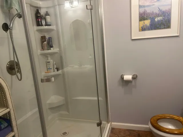 a bathroom with a shower