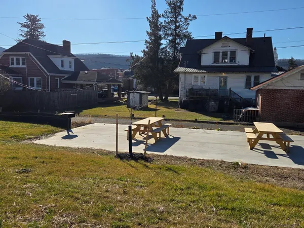 a view of a street with houses