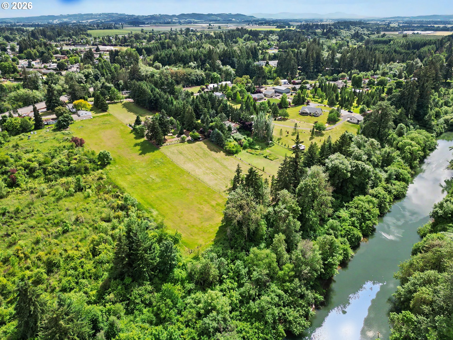 15055 Southeast Foster Road Dayton, OR 97114 - Photo 46 of 47 an aerial view of residential houses with outdoor space and trees all around