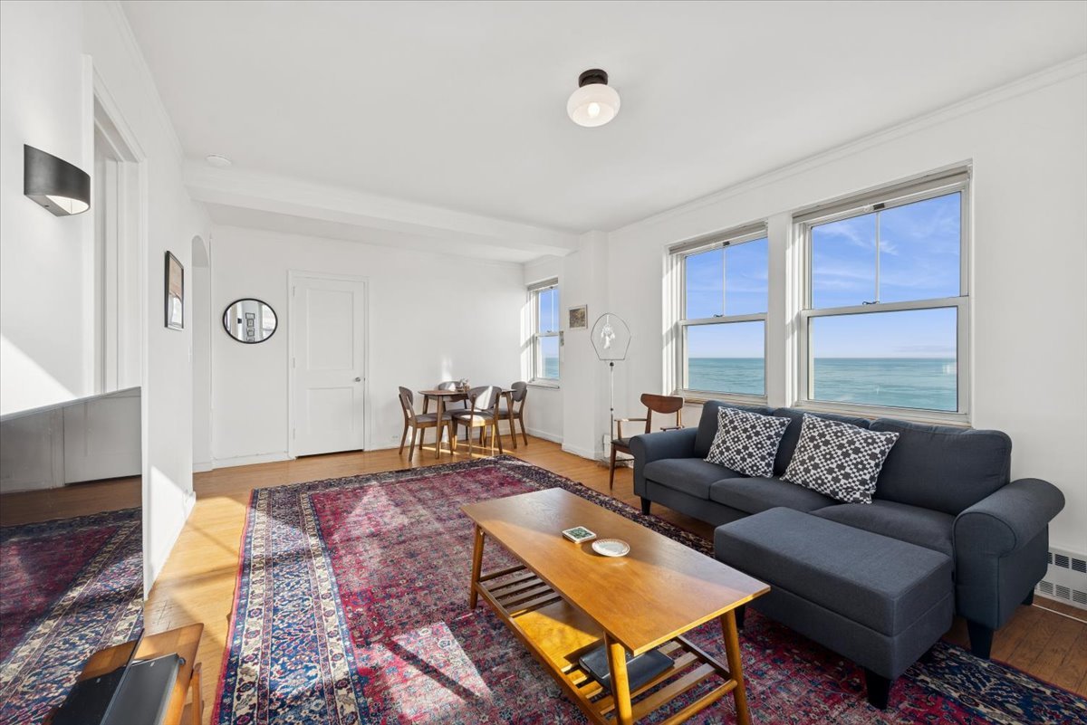5555 North Sheridan Road, Unit 1716 Chicago, IL 60640 - Photo 6 of 24 a living room with furniture a rug and a window