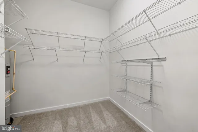 a view of a room with racks on the wall