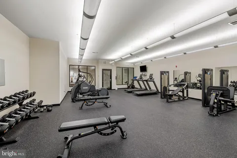 a view of a room with gym equipment