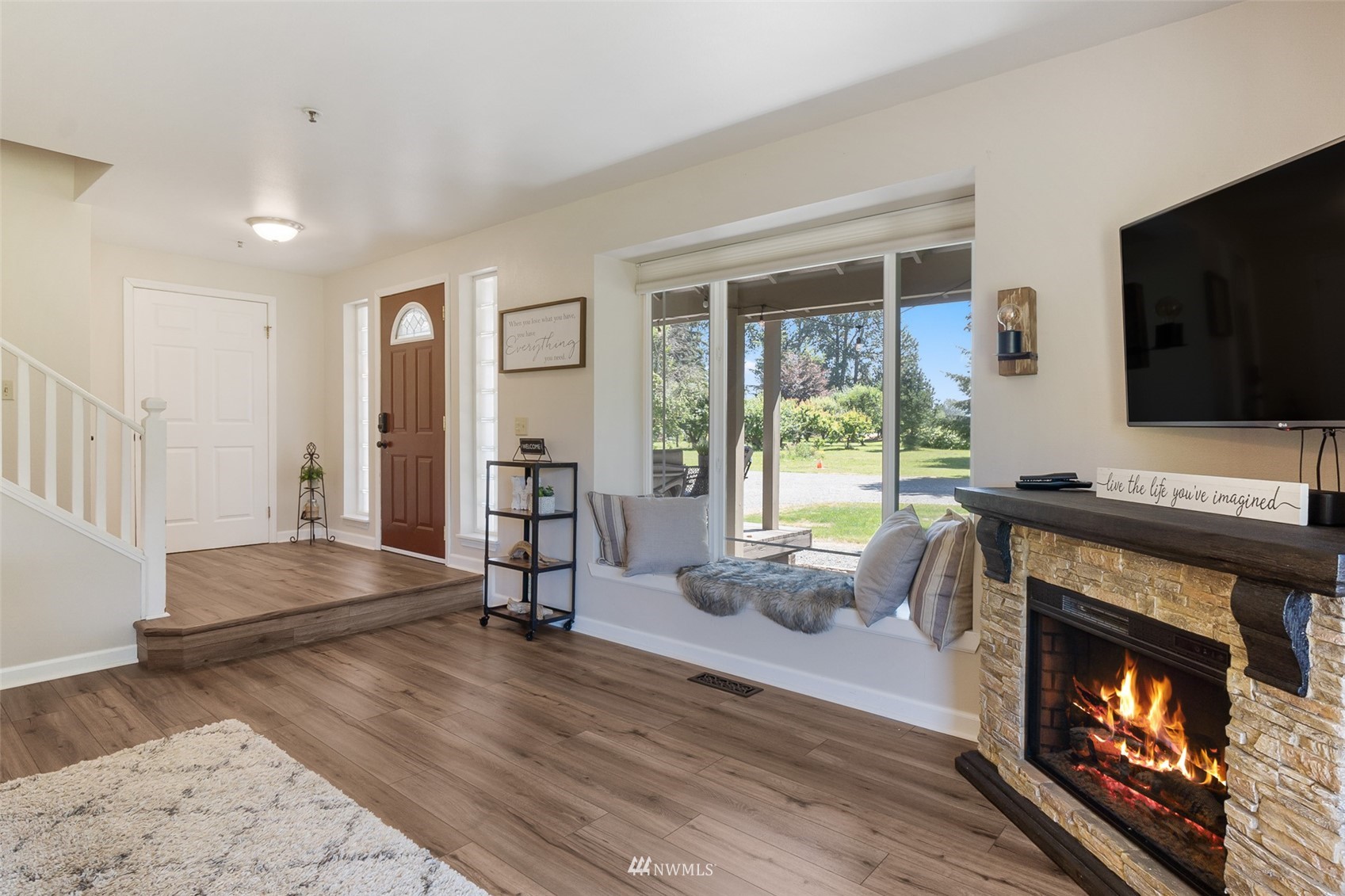 21847 Frager Road South Kent, WA 98032 - Photo 18 of 34 a living room with furniture fireplace and flat screen tv