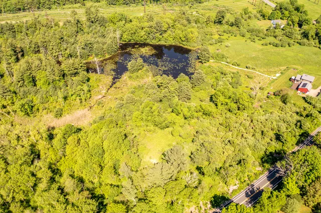 a view of a field with an ocean