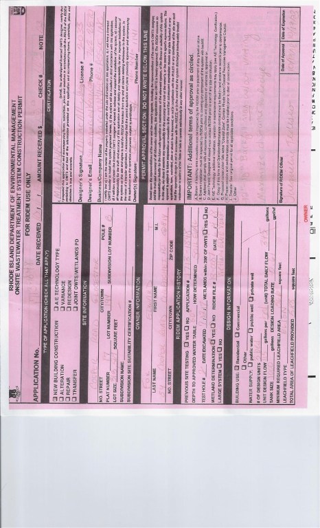 15 Cooper Road Glocester, RI 02814 - Photo 2 of 4 OWTS FRONT PAGE