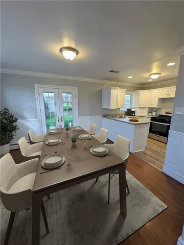a view of a dining room and livingroom