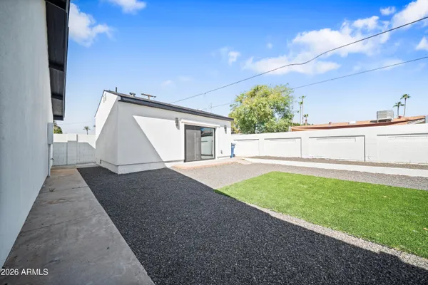 a view of backyard with hardwood