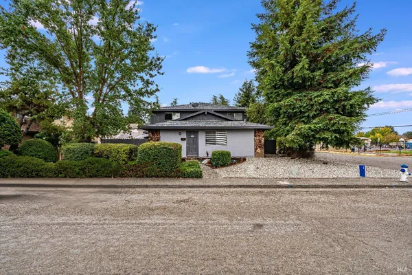 a view of road and trees