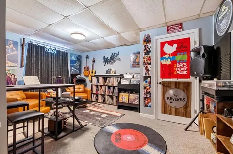 a view of balcony with furniture