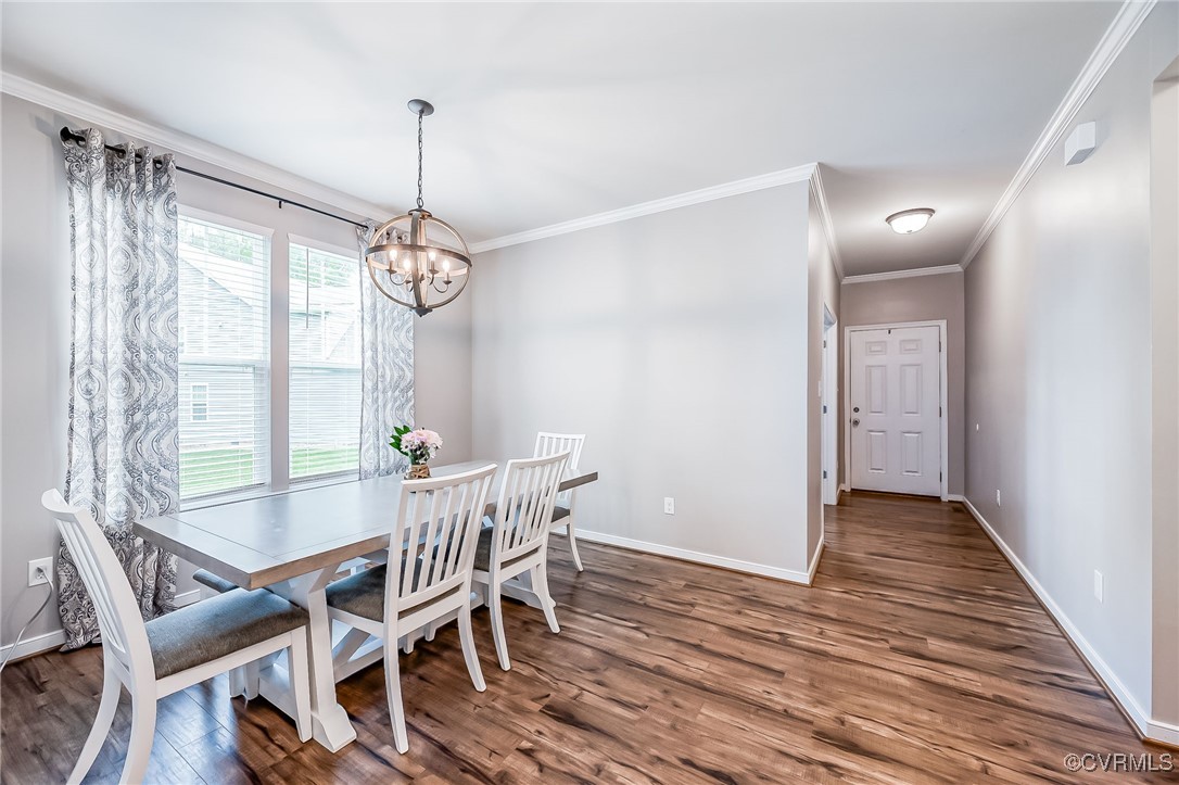 8006 Bole Hat Road Chesterfield, VA 23832 - Photo 11 of 47 Dining room with a chandelier, ornamental molding,