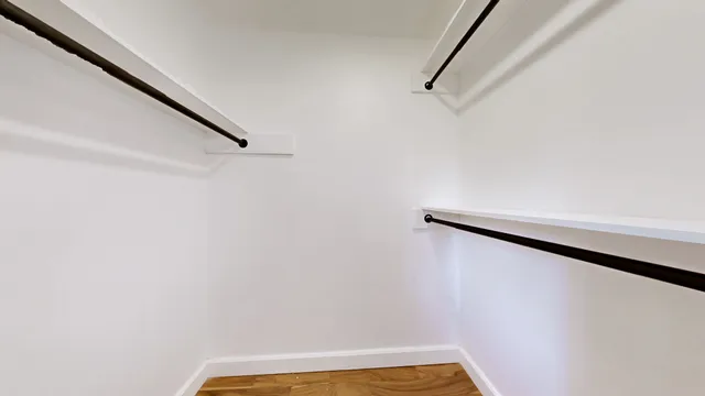 a view of small space with racks on the wall