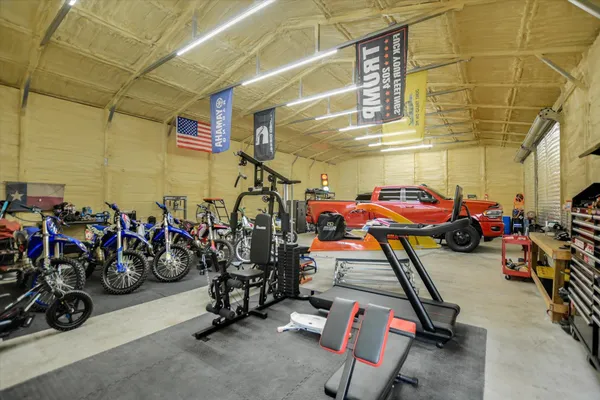 a view of a room with gym equipment