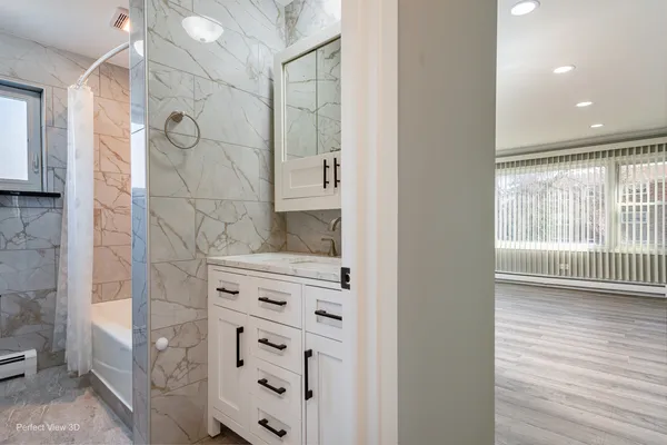 a bathroom with a shower