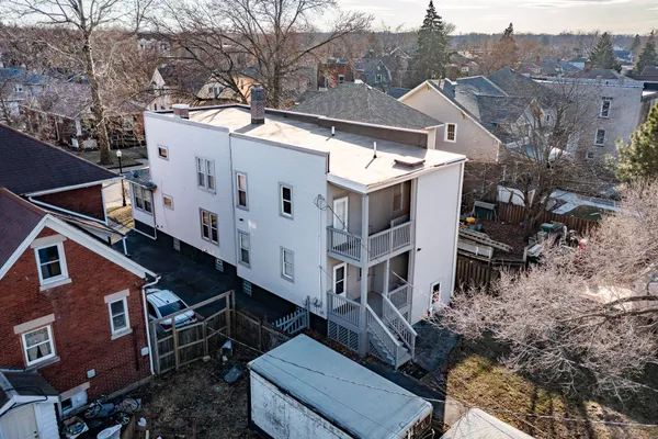 a view of a balcony with an outdoor space