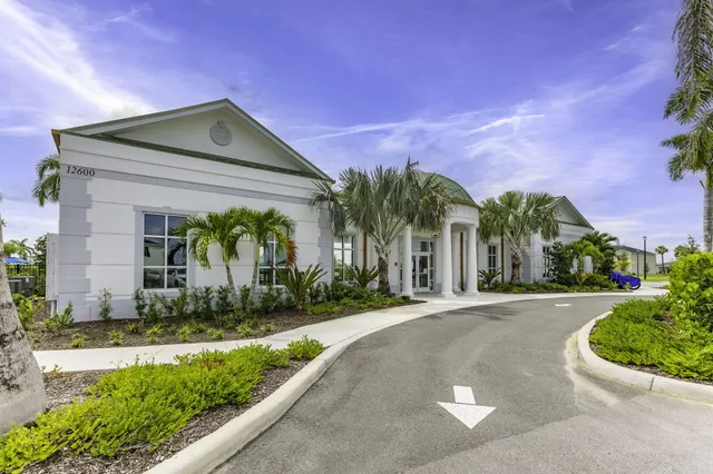 an aerial view of a pool