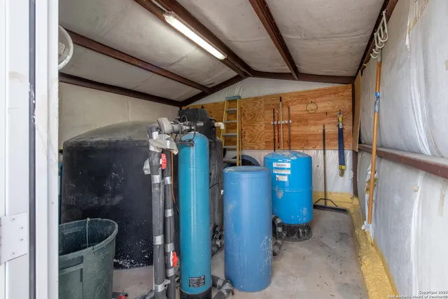 an aerial view of houses with outdoor space