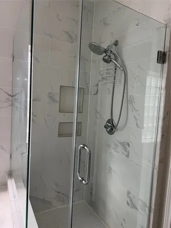 a bathroom with a shower