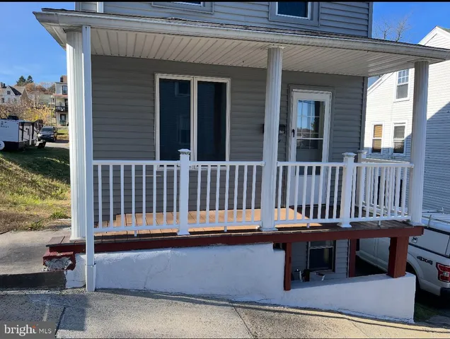 a view of a deck with a chair