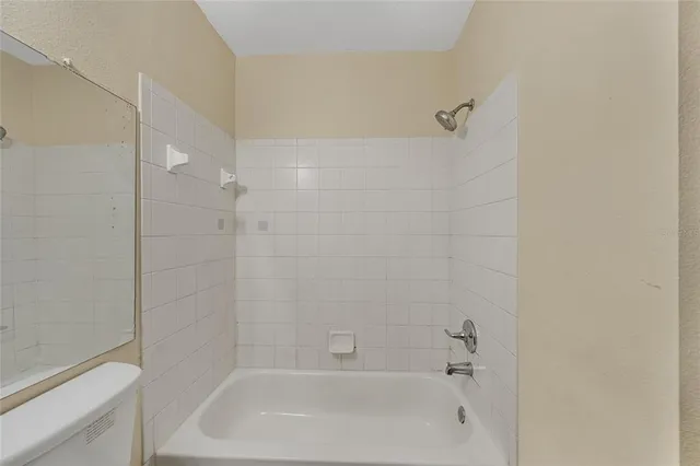 a bathroom with a bathtub