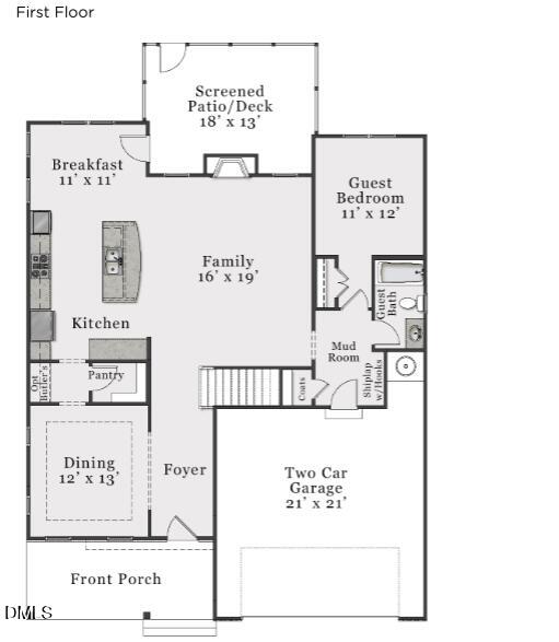 1108 Prominence Drive Durham, NC 27712 - Photo 11 of 12 First Floor Floor Plan