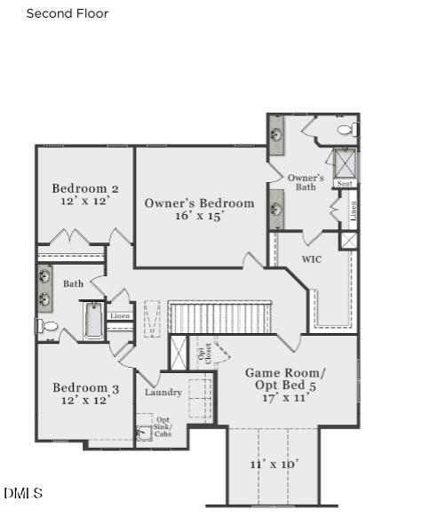 1108 Prominence Drive Durham, NC 27712 - Photo 32 of 32 Second Floor Floor Plan