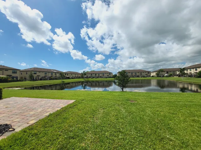 a view of playground with a slide