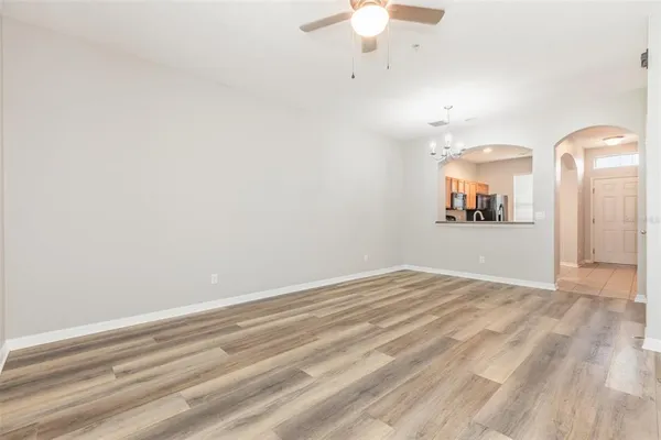 a view of a livingroom with a chandelier