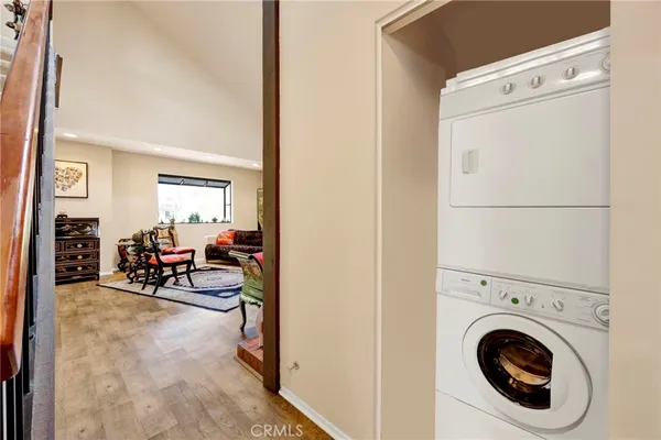 a view of a storage & utility room with washer and dryer