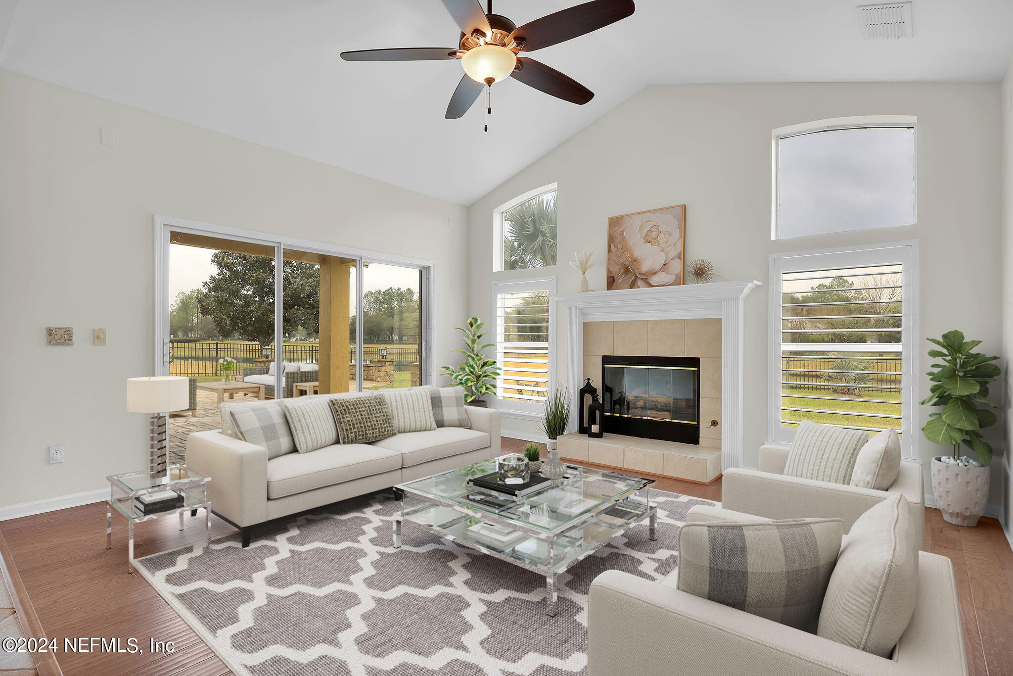 2044 River's Own Road St. Augustine, FL 32092 - Photo 6 of 48 a living room with furniture and a fireplace