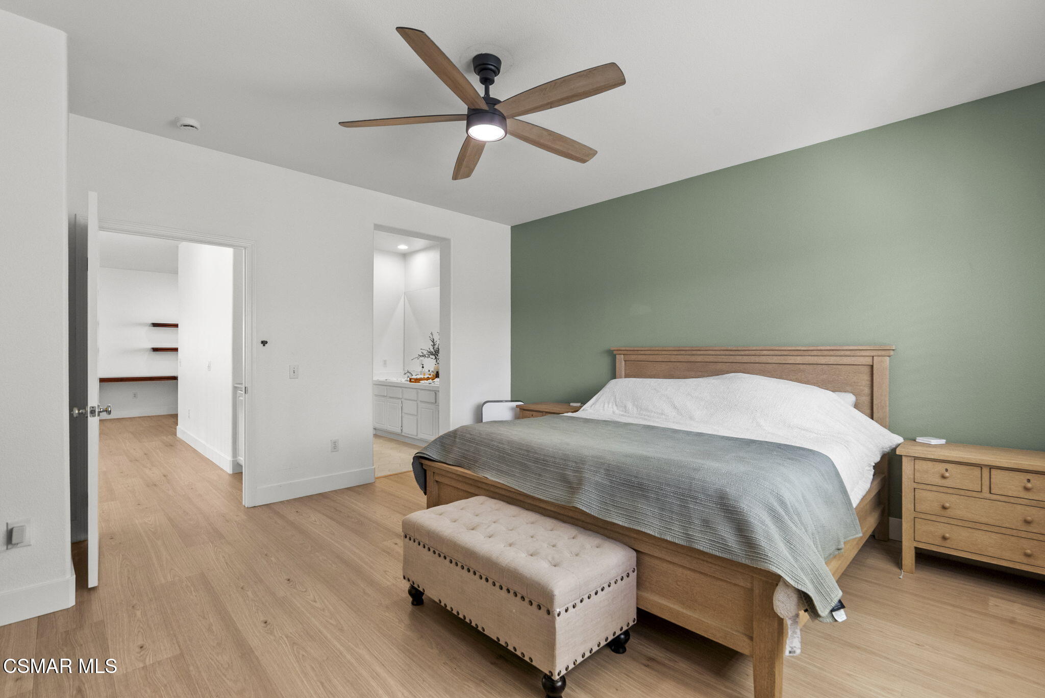 2648 Fallen Leaf Court Simi Valley, CA 93063 - Photo 31 of 42 a bedroom with a bed and a ceiling fan