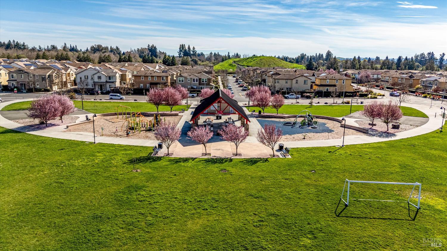 6054 Oxford Place Rohnert Park, CA 94928 - Photo 44 of 44 an aerial view of a house with a garden and houses