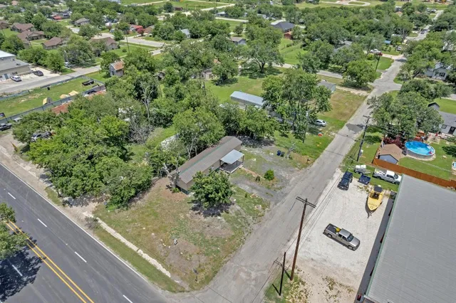 view of a city with tall trees