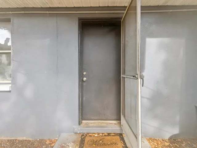 a view of an entrance door