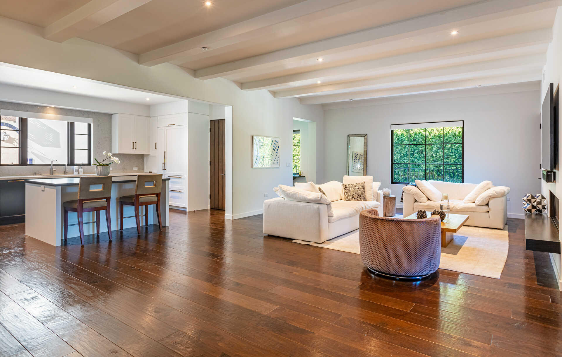 107 Olive Mill Road Santa Barbara, CA 93108 - Photo 16 of 39 a living room with fireplace furniture and a wooden floor