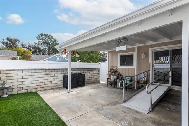 a view of an outdoor space with seating area