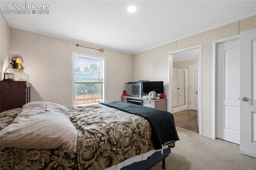 8395 Commanche Road Colorado Springs, CO 80926 - Photo 18 of 29 a bedroom with a bed and a television